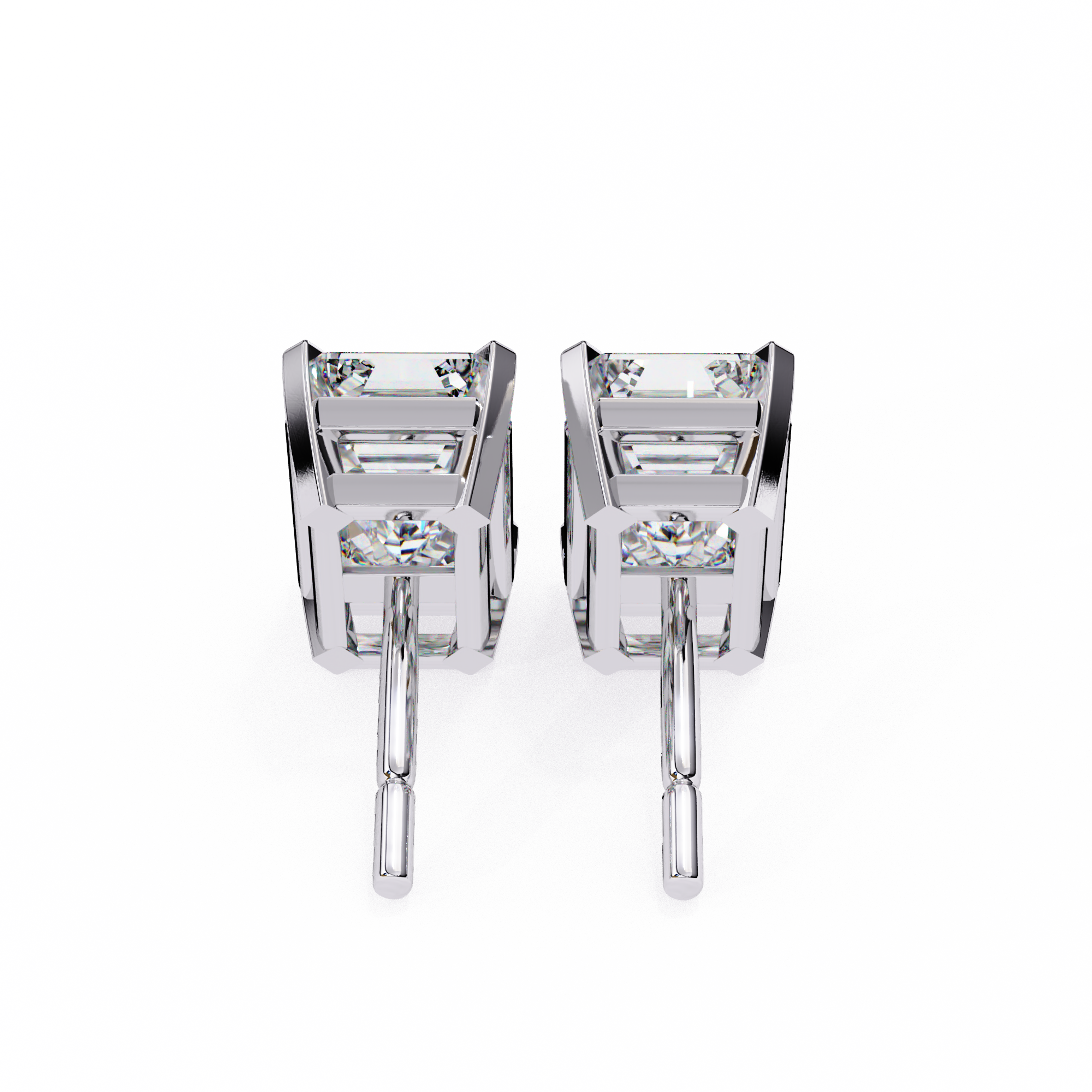 Solitairekart  2.39ct Emerald Cut Natural Diamond Stud Earrings-H Color, VS1 Clarity